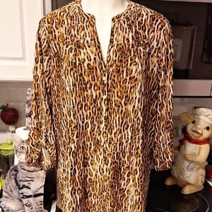 g Ava & Grace Animal Print Blouse Size 2X